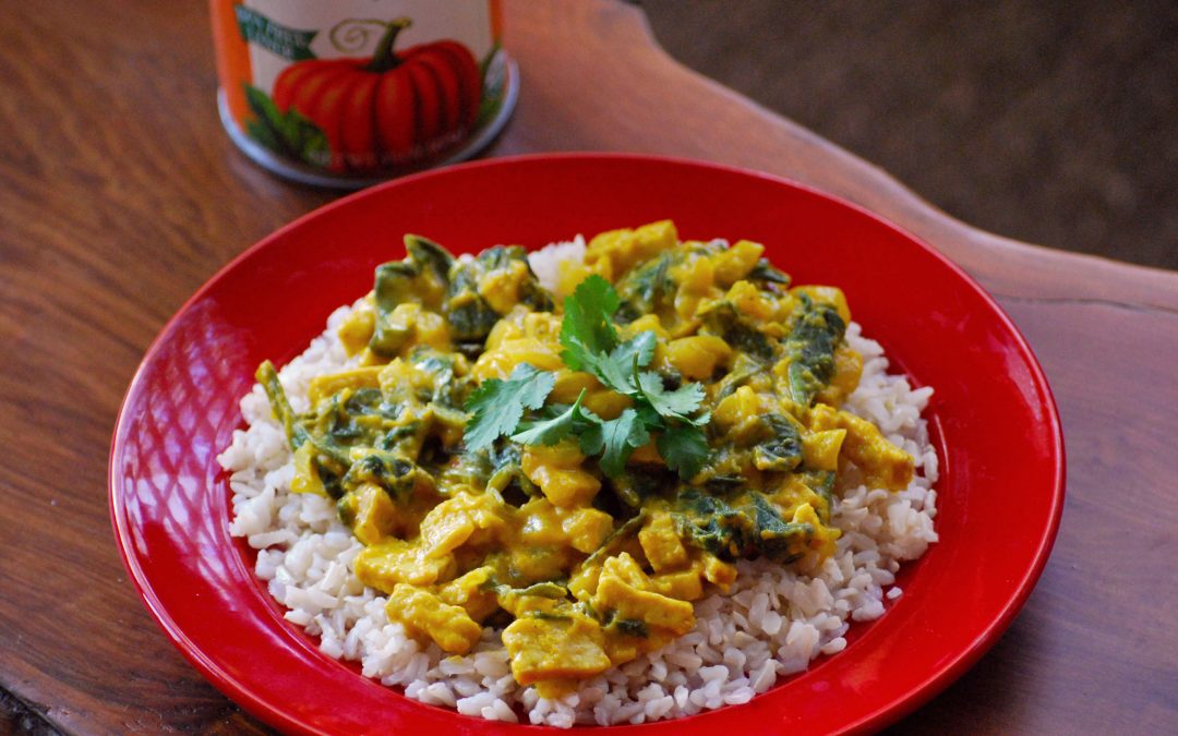 Pumpkin Curry with Tempeh & Spinach