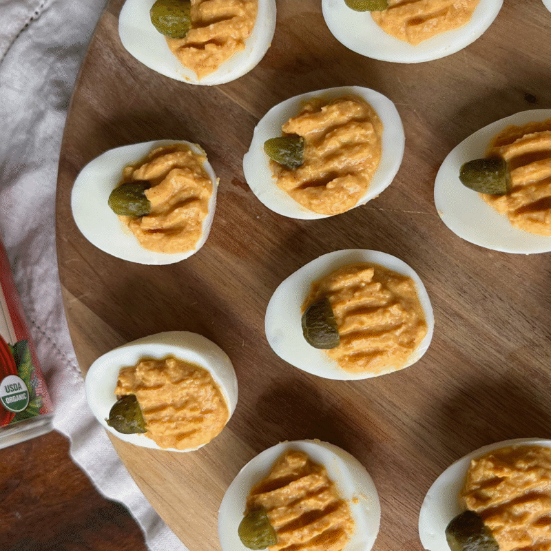 smokey pumpkin deviled eggs