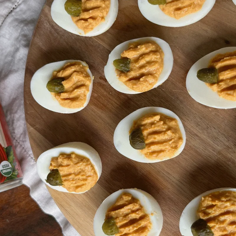 smokey pumpkin deviled eggs