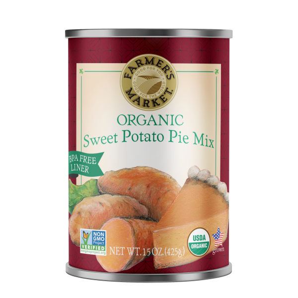 can of organic sweet potato pie mix