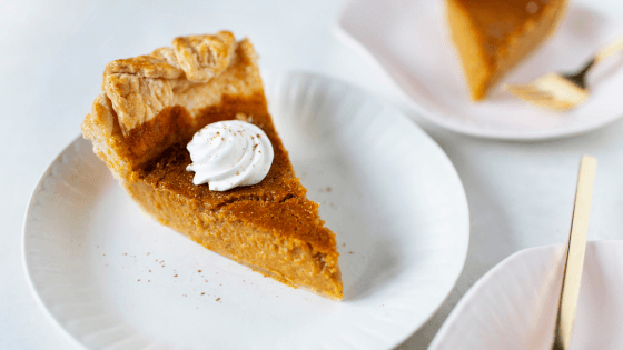 a slice of pumpkin pie