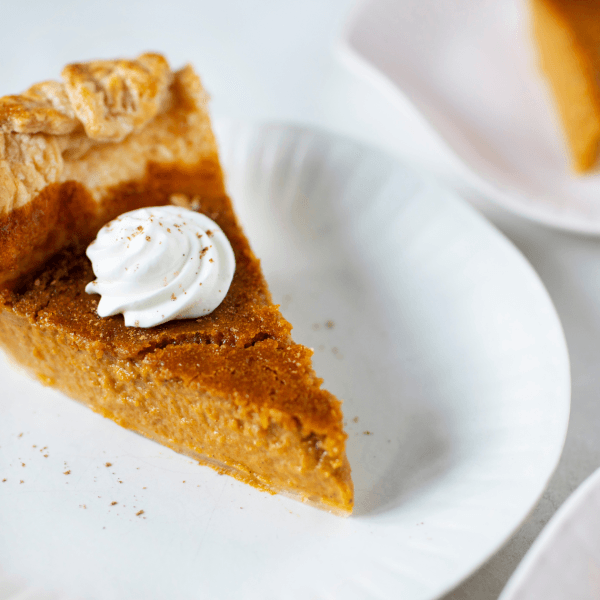 a slice of pumpkin pie