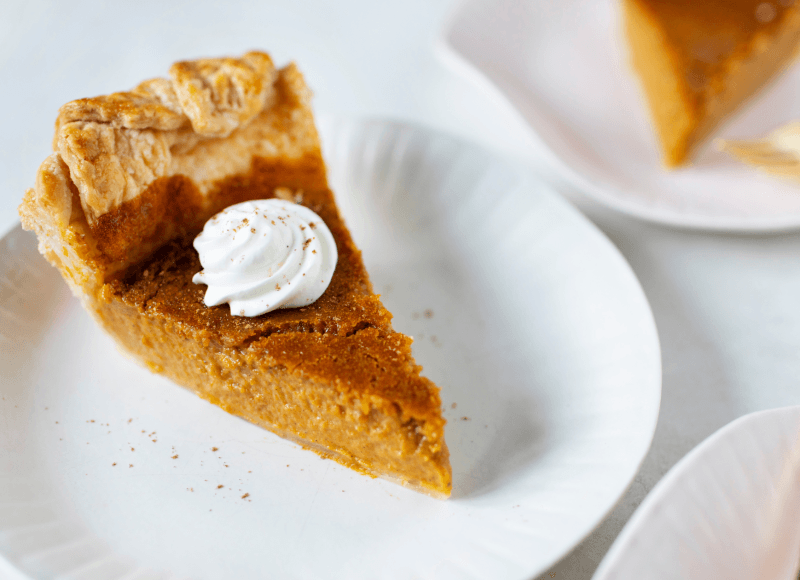 a slice of pumpkin pie