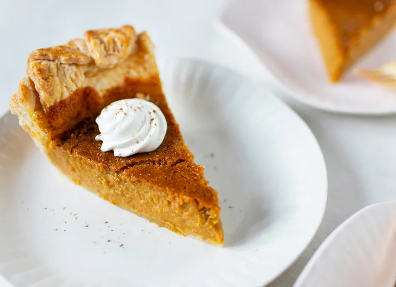 a slice of pumpkin pie