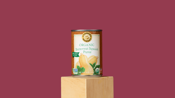 a studio photo of canned butternut squash puree